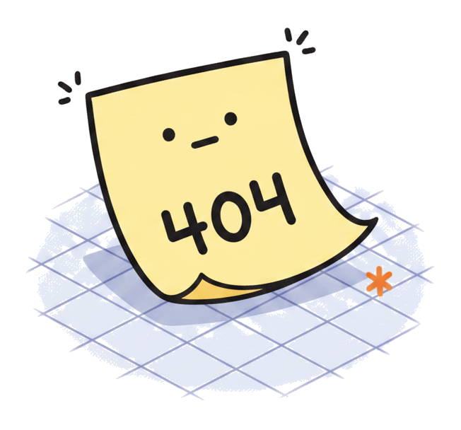 Verwirrter Post-it-Zettel mit der Aufschrift 404